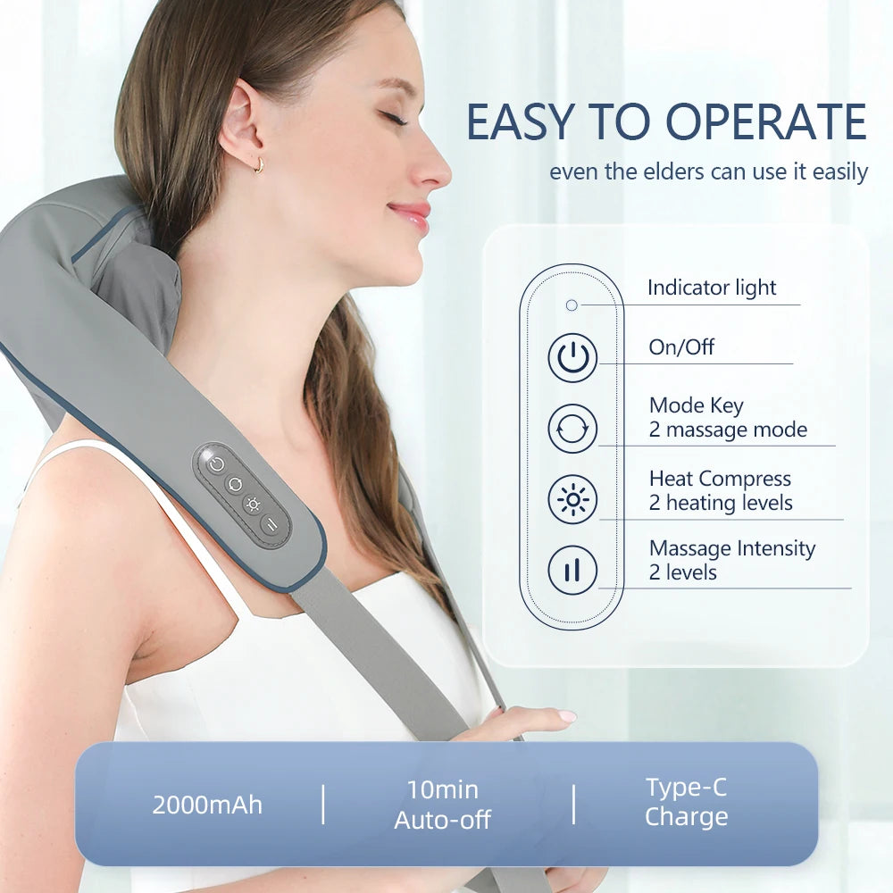 Portable Neck & Shoulder Massager – Heated Therapy & Relaxation