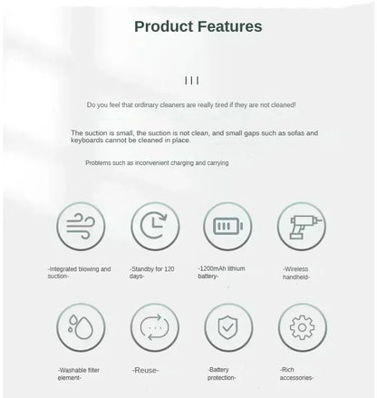 Xiaomi 4-in-1 Wireless Vacuum Cleaner – 2900000Pa Powerful Suction & Blower for Home & Car